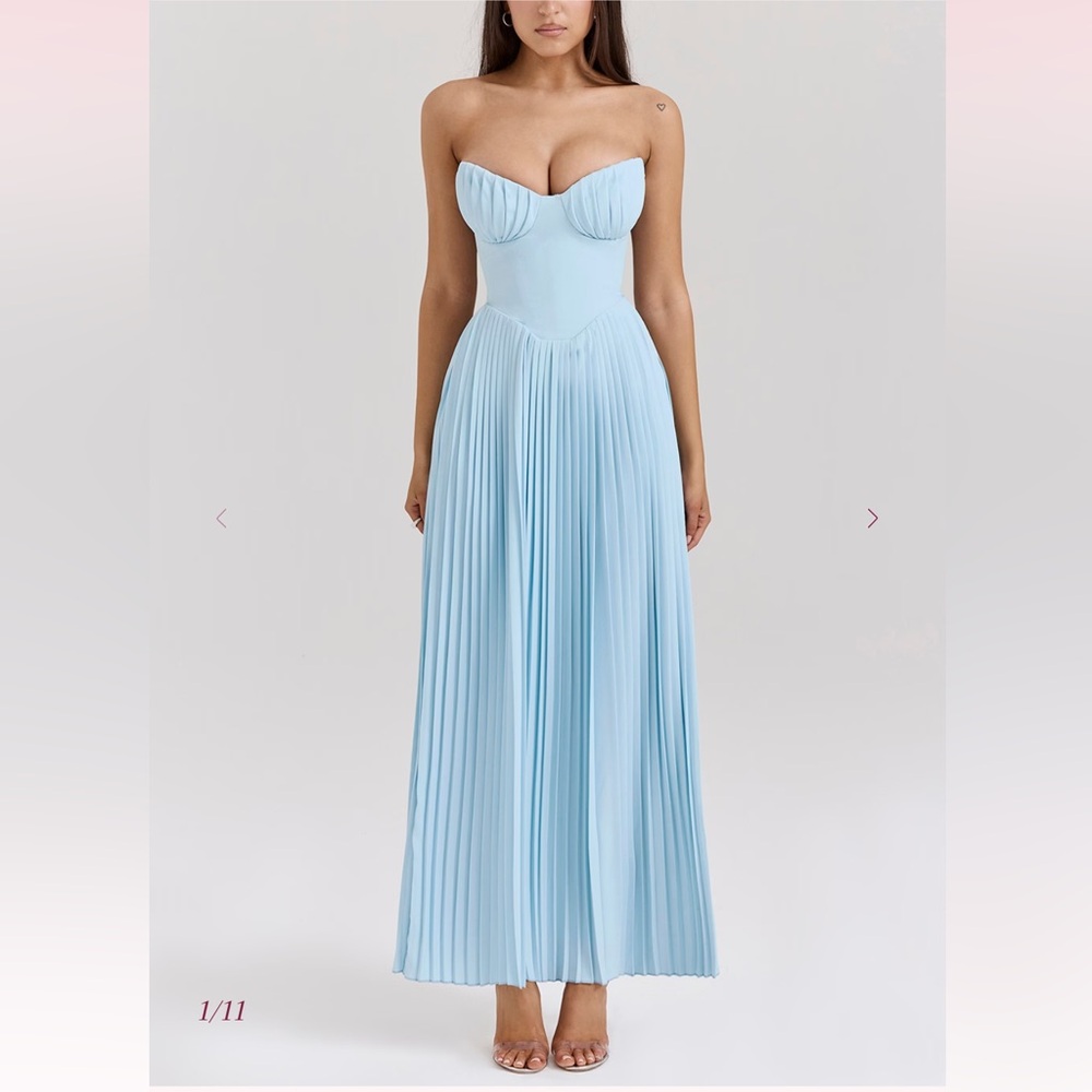 House Of CB ‘Marcella Ocean Blue Pleated Maxi Dress’